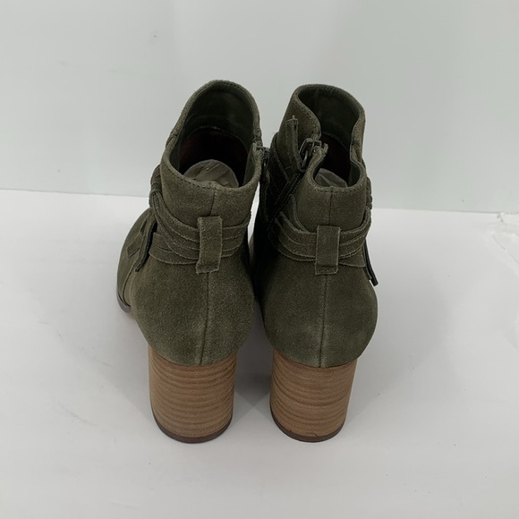 Violet & Red Jenna suede leather ankle boot olive green heel shoe bootie new 6 - Picture 4 of 6